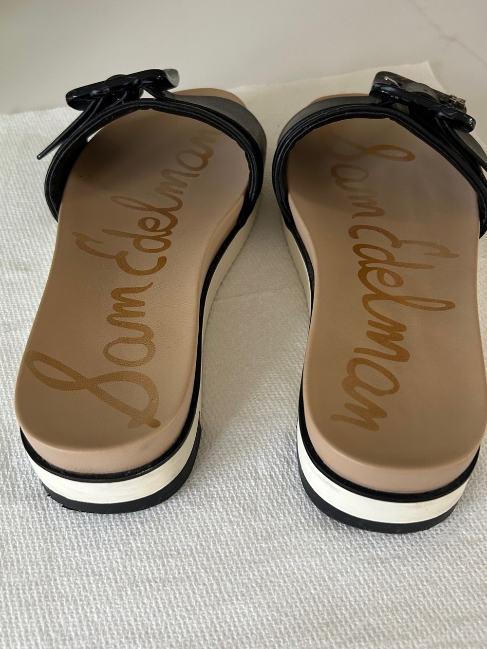 Sam Edelman Ariane Black Slide Sandals with Marbled Buckle - Picture 4 of 7
